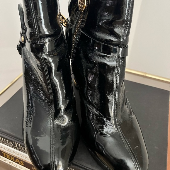 Tory Burch Glossy Black Ankle Booties - Picture 3 of 12